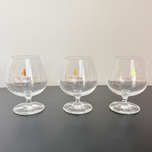 Courvoisier Le Cognac de Napoleon‎ Brandy Snifter Glasses Set 3 France Gold VTG